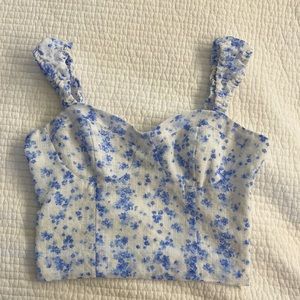 forever 21 blue flower tank top